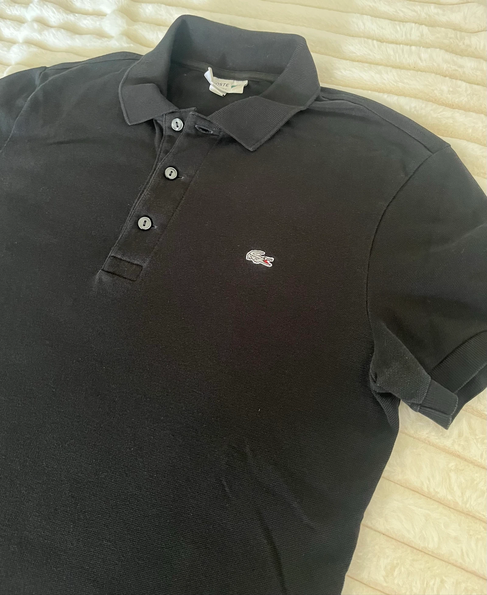 Polo Lacoste Slim Fit Negro - Cocodrilo Blanco - Talla 3 (S) – photo 5